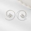 Elegant S925 Sterling Silver Leaf Stud Earrings UF1536-2