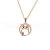 Mother's Day Mom and Baby Owl Brass Micro Pave Clear Cubic Zirconia Pendant Necklaces for Women FS-WG252EE-02-2