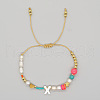 Shell Letter Charm Bead Bracelets ZZ0793-24-1