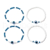 2Pcs 2 Styles Evil Eye Glass Beads Stretch Bracelets & Glass Seed Beads Stretch Bracelets for Women BJEW-JB11895-2