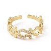 Clear Cubic Zirconia Hollow Out Open Cuff Ring RJEW-G283-13G-2