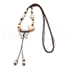 Ethnic Style Alloy & Porcelain Ceramic Beads Butterfly Pendant Tassel Y Necklaces NJEW-D308-01D-2