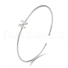 Rack Plating Brass Micro Pave Clear Cubic Zirconia Letter Open Cuff Bangles BJEW-A018-01P-N-1