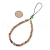 Dyed Natural Green Banded Agate & Wood Round Beaded Phone Hand Strap Chains HJEW-JM03364-01-3
