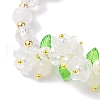 Flower Glass & Acrylic Braided Bead Adjustable Bracelets for Women BJEW-JB10445-3