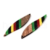 Jamaican Colour Epoxy Resin & Walnut Wood Pendants RESI-N039-122E-2