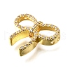 Brass Micro Pave Clear Cubic Zirconia Bowknot Multi-Strand Links KK-V008-27G-2