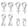 BENECREAT 8Pcs 4 Style Rhodium Plated 925 Sterling Silver Ice Pick Pinch Bails & Snap on Bails & Tube Bails STER-BC0002-36-1