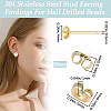 Beebeecraft 50Pcs Ion Plating(IP) 304 Stainless Steel Stud Earring Findings STAS-BBC0004-52-2