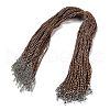 2MM Braided Round Polycotton Cord Necklace Making with Alloy Lobster Claws Clasps and Iron End Chains NJEW-Q031-01E-1