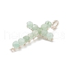 Natural Green Aventurine Faceted Round Beads Pendants PALLOY-TA00002-01-3