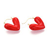 Heart Brass Enamel Hoop Earrings EJEW-N060-02G-2