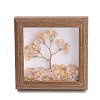 Natural Rose Quartz and Yellow Quartz Chips Tree of Life with Wooden Photo Frame Decorations DJEW-B013-04G-1