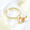Brass Enamel Open Cuff Rings for Women RJEW-F179-08G-01-5