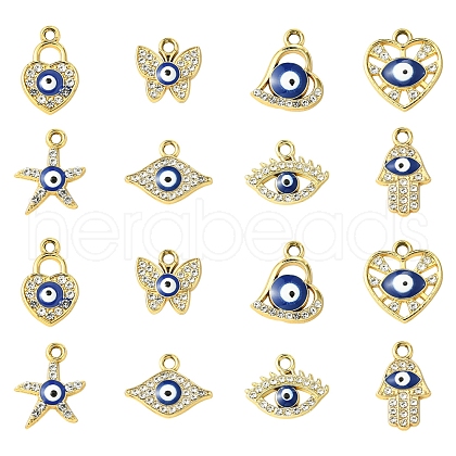 16Pcs 8 Styles UV Plating Alloy Enamel Pendants FIND-FS0002-74-1