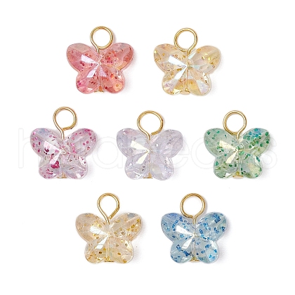 Butterfly Transparent Glass Beads Pendants PALLOY-JF03595-1