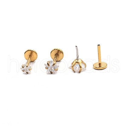 Stainless Steel Clear Cubic Zirconia Threadless Labret Stud WG18B1C-18-1