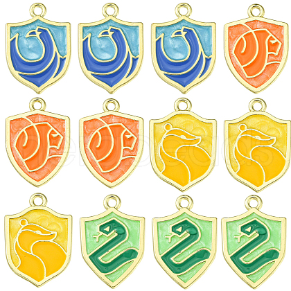 12Pcs 4 Colors Alloy Enamel Pendants ENAM-YW0003-93-1