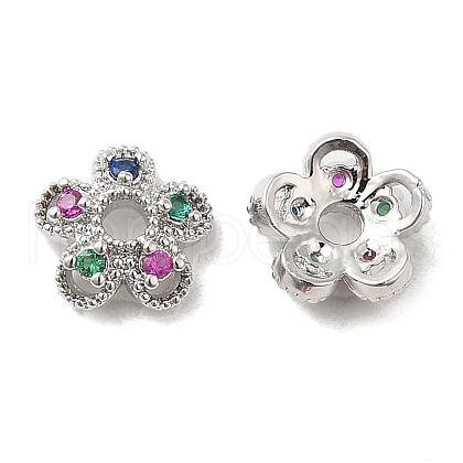 Brass & Cubic Zirconia Bead Caps KK-F860-67P-1