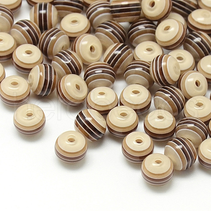 Transparent Stripe Resin Beads RESI-S345-6mm-08-1