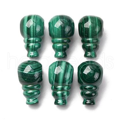 Natural Malachite 3 Hole Guru Beads G-D312-03-1