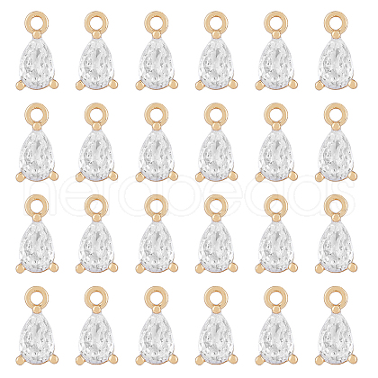 HOBBIESAY 24Pcs Brass Cubic Zirconia Charms KK-HY0002-91-1