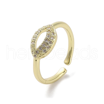 Brass Pave Cubic Zirconia Cuff Rings RJEW-M170-22G-1