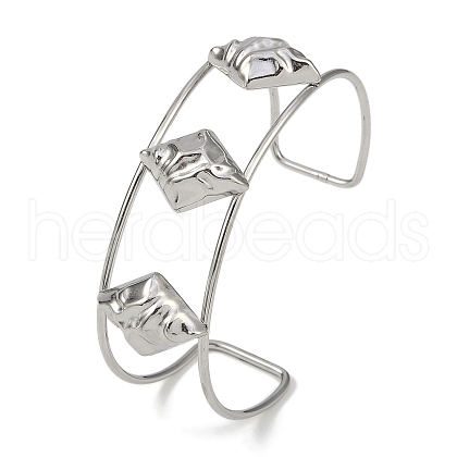 Non-Tarnish 304 Stainless Steel Wide Textured Open Cuff Bangles BJEW-Q348-05P-13-1