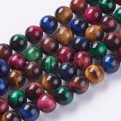 Natural Tiger Eye Beads Strands G-G101-8mm-6-1