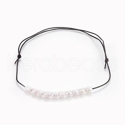 Adjustable Natural Pearl Beaded Necklaces NJEW-JN02305-01-1