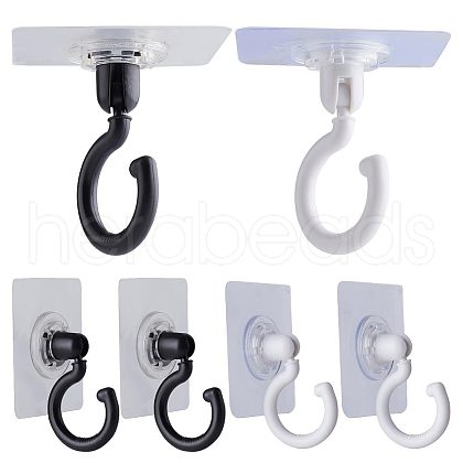 Gorgecraft 6Pcs 2 Colors Rotatable Self Adhesive Plastic Hook Hangers AJEW-GF0007-27-1