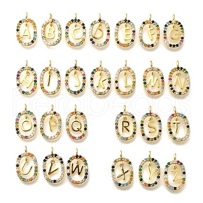 26Pcs Brass Micro Pave Cubic Zirconia Pendants KK-R218-02G-02-1