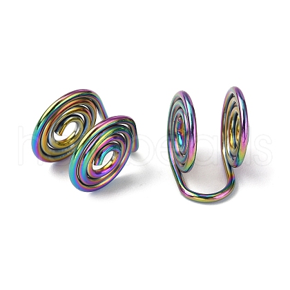 304 Stainless Steel Spiral Pad Cuff Earrings KK-WH0051-27MC-1