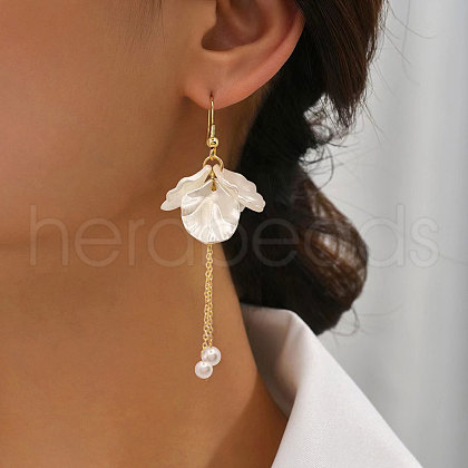 Flower Alloy Plastic Dangle Earrings FS-WGB74E4-02-1