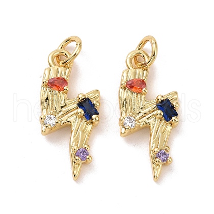 Lightning Brass Micro Pave Colorful Cubic Zirconia Pendants KK-G406-35G-1