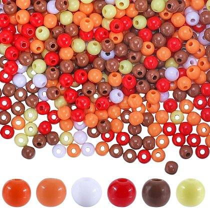 SUNNYCLUE 1200Pcs 6 Colors Thanksgiving Day Themed Opaque Acrylic Beads MACR-SC0001-44-1