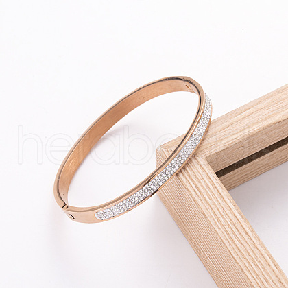 Stainless Steel Rhinestone Hinged Bangles for Women PW-WGDDB51-03-1