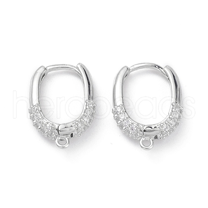 Brass Micro Pave Clear Cubic Zirconia Hoop Earring Findings EJEW-K245-20P-1