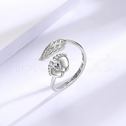 Fashionable Brass Cubic Zirconia Cuff Rings FS-WGAF8F3-05-1