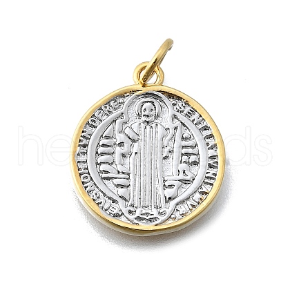 Brass Saint Benedict Medal Pendants KK-V010-01GP-01-1