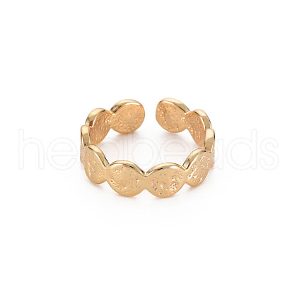 Textured Flat Round Cuff Ring RJEW-S048-007G-NF-1