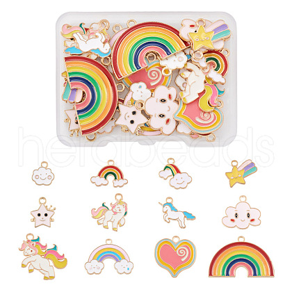 Boutigem 24Pcs 12 Style Alloy Enamel Pendants ENAM-BG0001-02-1