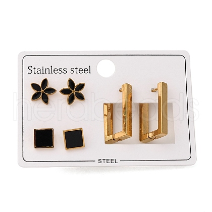 304 Stainless Steel Stud & Hoop Earrring Set for Women EJEW-U063-05G-1