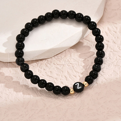 Alloy Resin Round Beaded Stretch Bracelets WG611D6-26-1