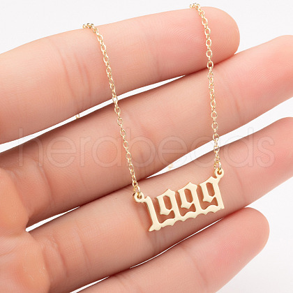 1999 Birth Year Number 201 Stainless Steel Pendant Cable Chain Necklaces FS-WGB5F08-26-1
