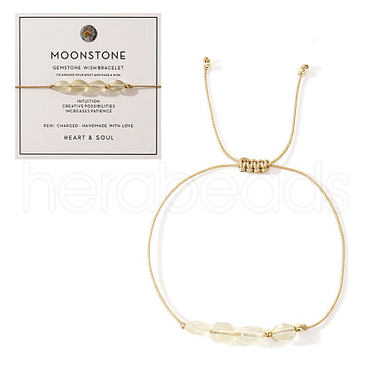 Bohemian Style Copper Moonstone Bead Bracelet with Card IX7859-1-1