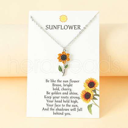 Sunflower Alloy Enamel Pendant Necklaces FS-WG66ADB-01-1