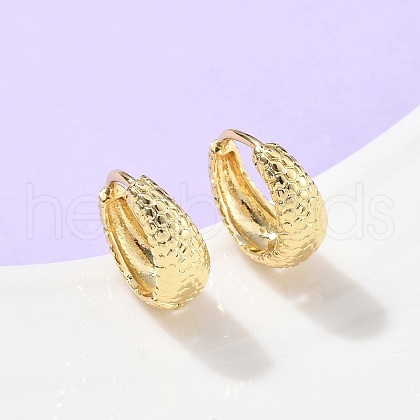 Textured Brass Hoop Earrings EJEW-Z102-08G-1