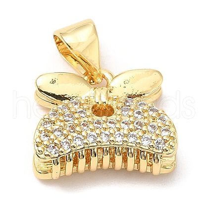Rack Plating Brass Micro Pave Cubic Zirconia Pendants KK-A185-21G-1