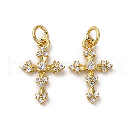 Brass Micro Pave Cubic Zirconia Pendants KK-P308-25G-1